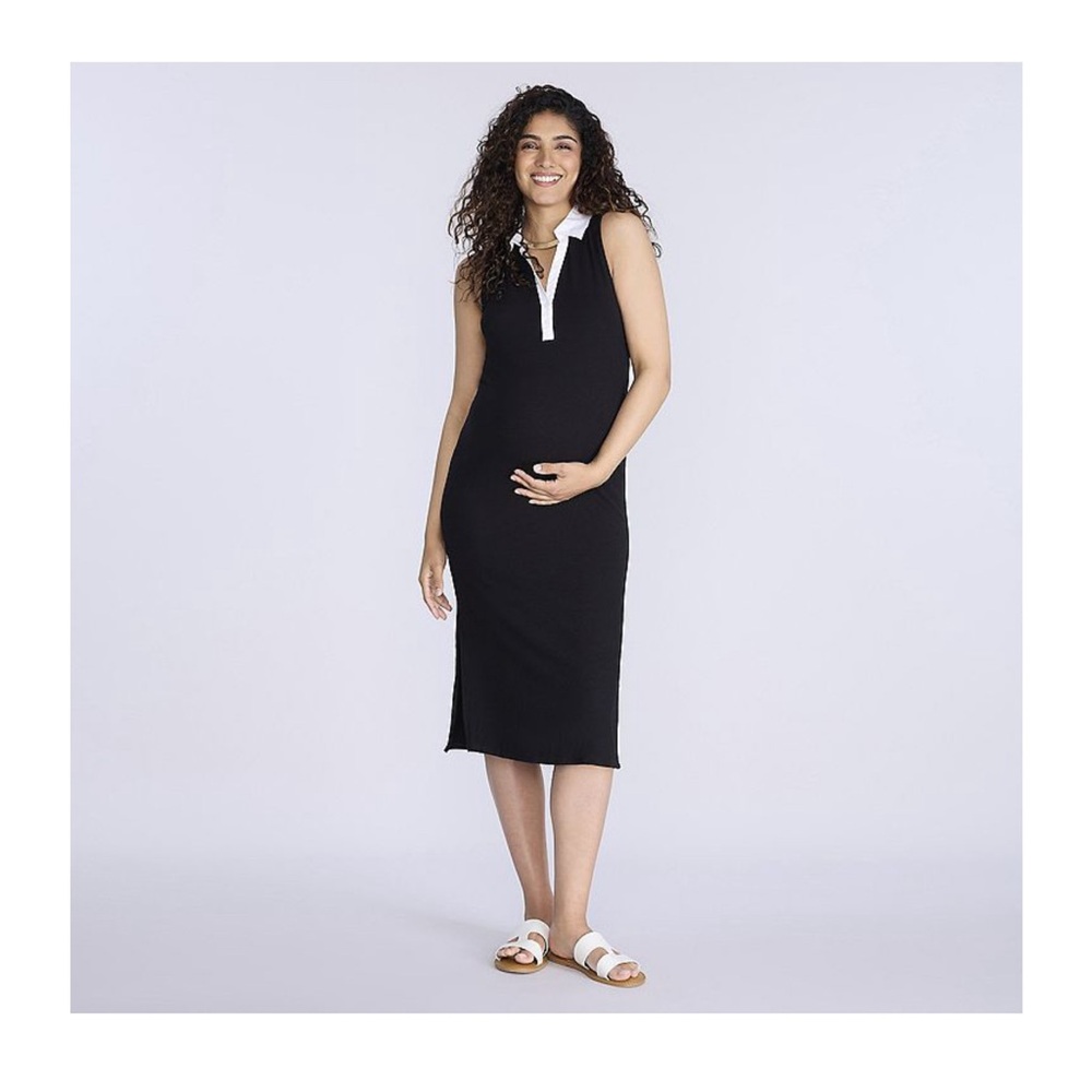 Motherhood Maternity Black and White Polo Midi Dress